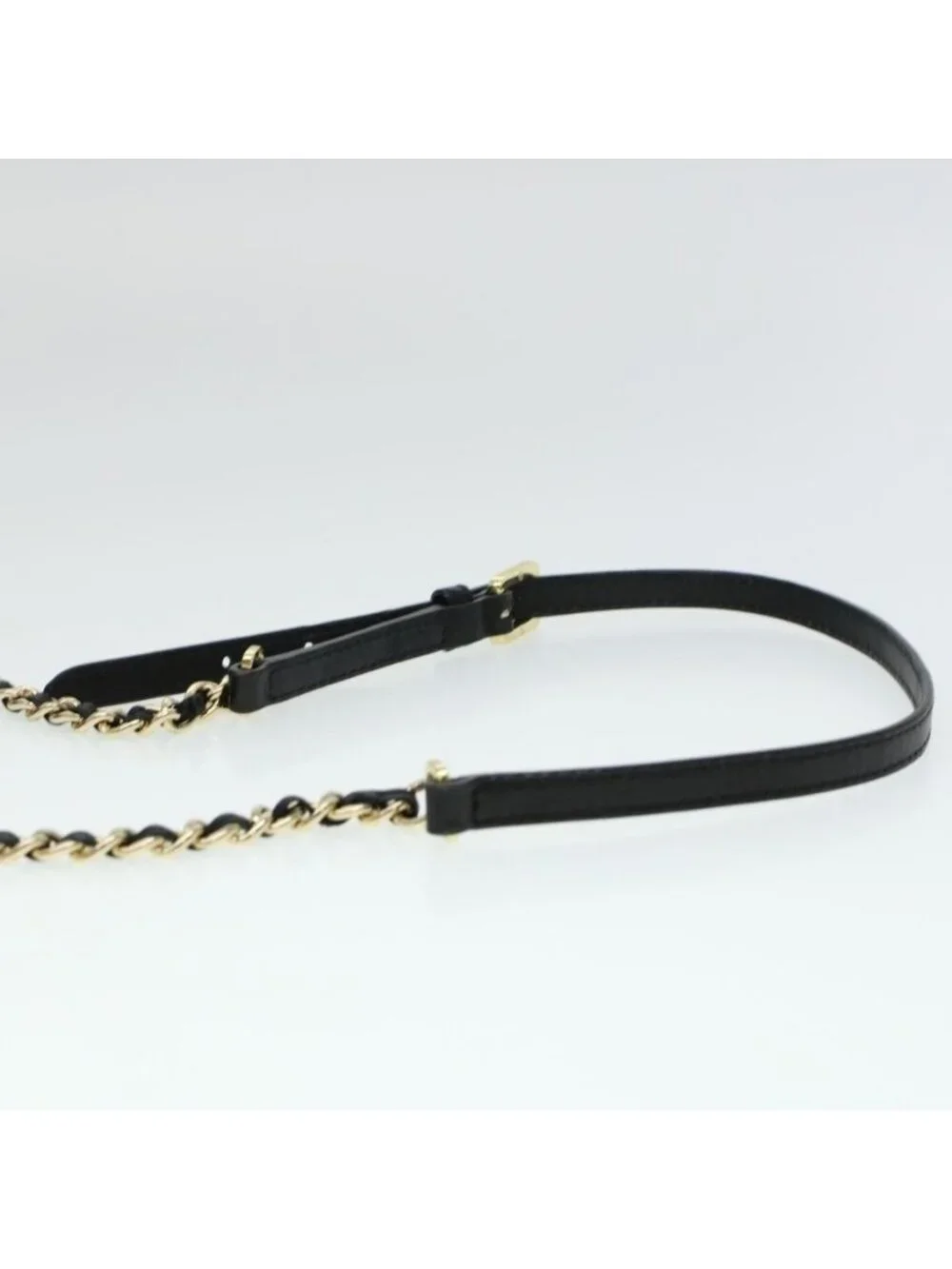 Authentic TORY BURCH Chain Shoulder Bag Leather Black